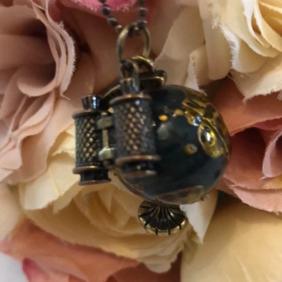 Globe Necklace World Globe and Binoculars Necklace Globe Graduation Gift - Picture 12 of 16